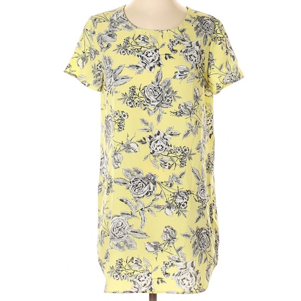 Yellow floral shift dress